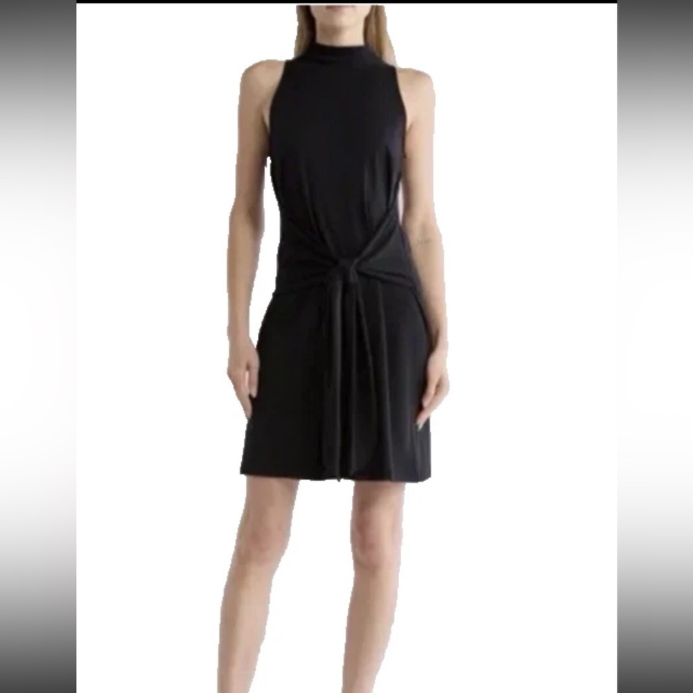VINCE Knot Pima Cotton Black Sheath Dress Tie Waist Size Small
